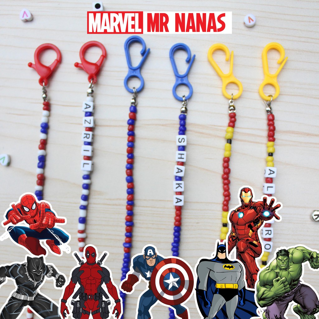 Strap Masker Superhero Anak Laki-laki FREE NAMA Gantungan Kalung Masker Anak Motif Pahlawan