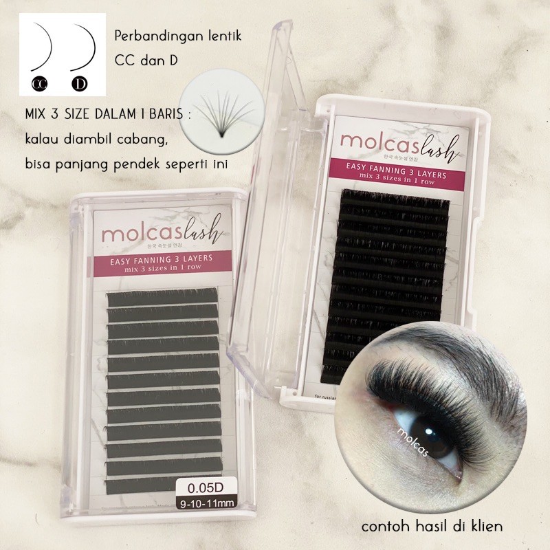 SUPER HALUS! MIX 3 SIZE MOLCAS LASH EASY FANNING RUSSIAN VOLUME BULUMATA CABANG MEGA VOLUME molalash