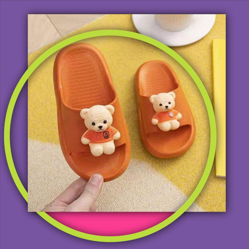 Sandal Slop Karet Anak Karakter Boneka Bear Import RF