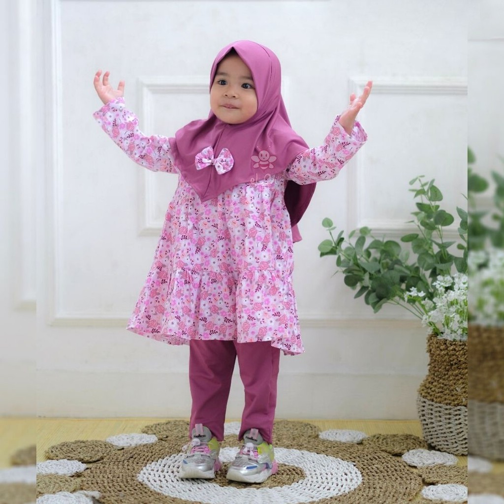 Baju Muslim Anak Perempuan / Baju Muslim Anak 1 Tahun / Setelan Muslim Anak Taalia eLBi