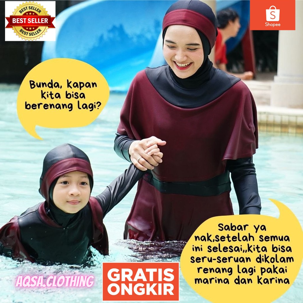 (TERBARU) Baju Renang Muslimah - Swimwear Muslimah - Pakaian Renang Muslimah - Swimwear Marina Greysia