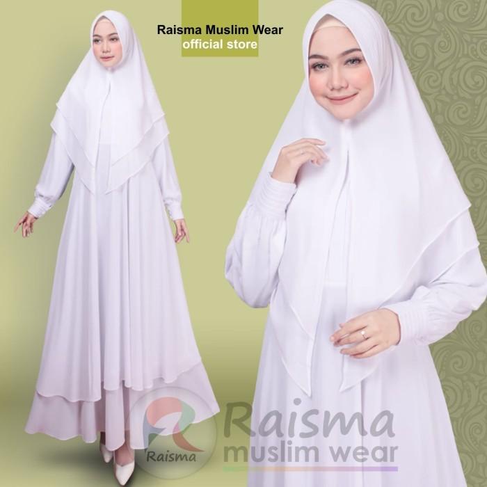 RAISMA GAMIS SYARI PUTIH SET KHIMAR / PERLENGKAPAN UMROH / GAMIS UMROH