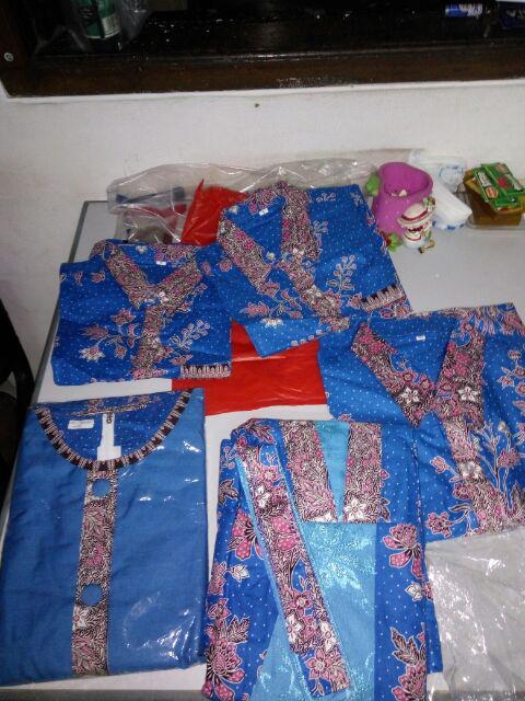 Qnunbatik Batik Keluarga/family Gamis Muslim Krisdayanti (kd) Dsr Warna Biru