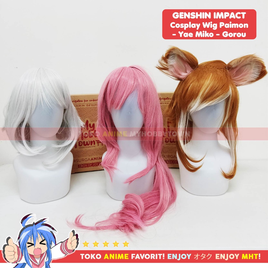 Wig Cosplay Anime Game Genshin Impact : Paimon - Rambut Palsu