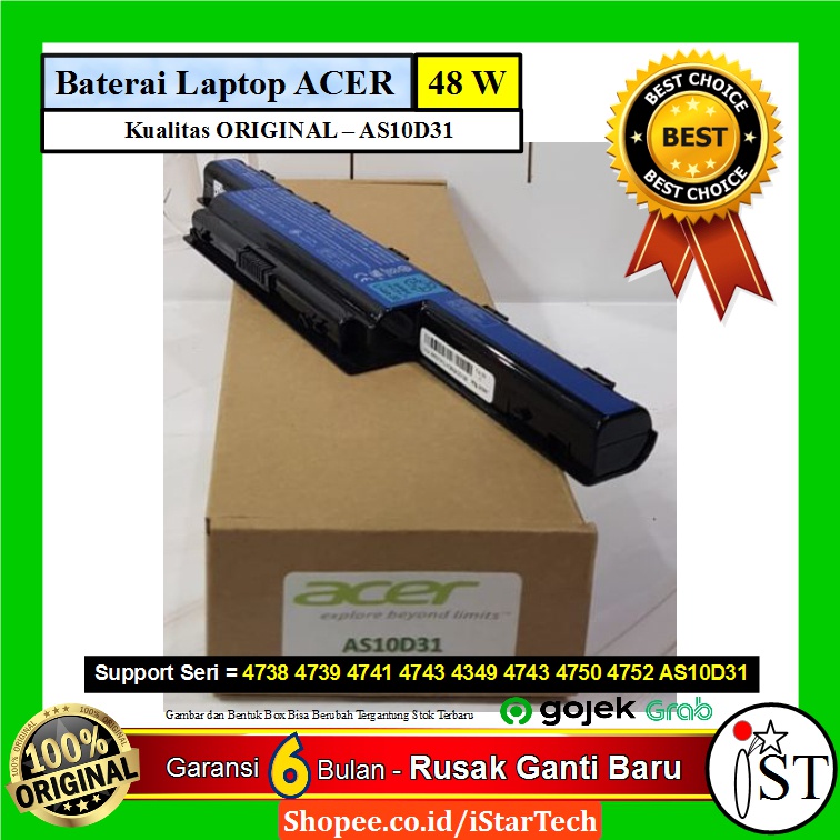Baterai Laptop Acer Aspire 4752 4752G 4752Z 4755G 4755 4743 - Hitam