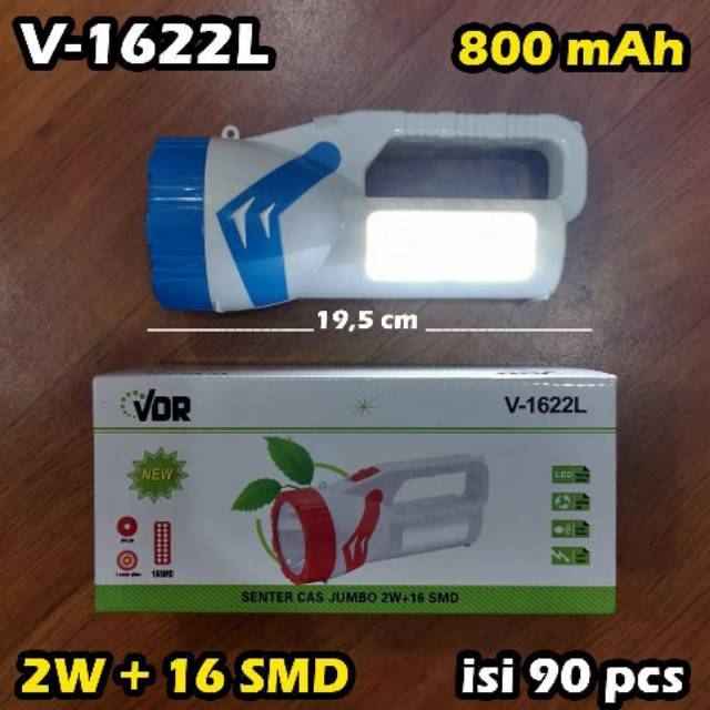 Senter LED Charge 2W+16SMD with Emergency Lamp VDR