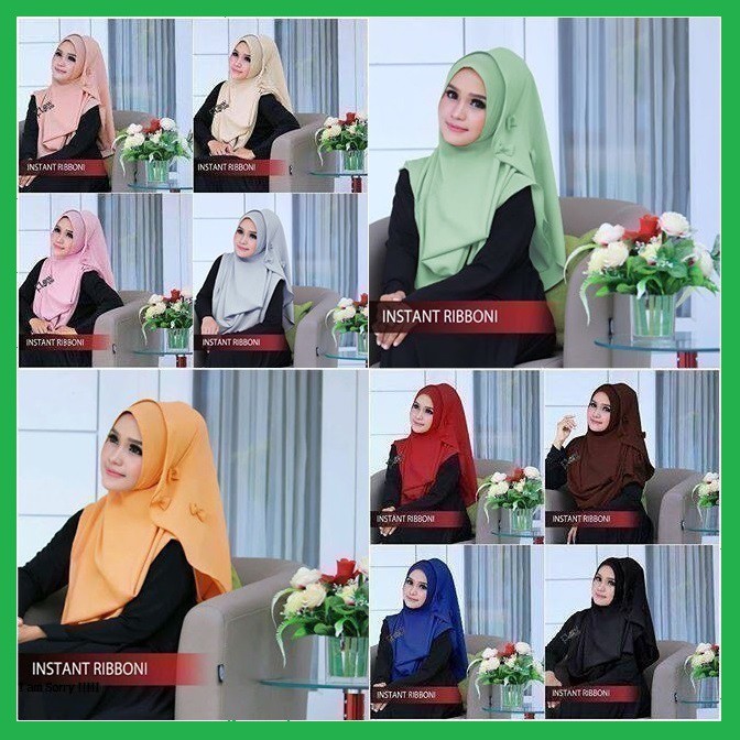 Promo Hijab Instant Ribboni Kerudung Jilbab Diamond Georgette
