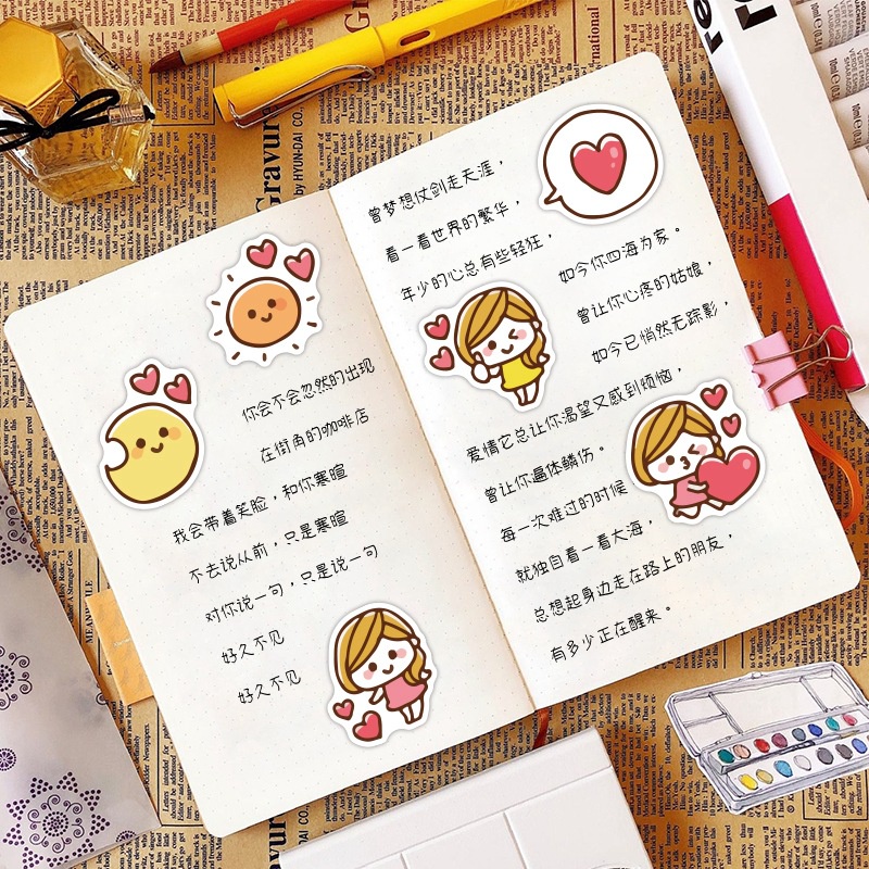 40 cute girl stiker kartun Little Loli ponsel case stiker bagasi Cangkir air tangan Buku stiker keci