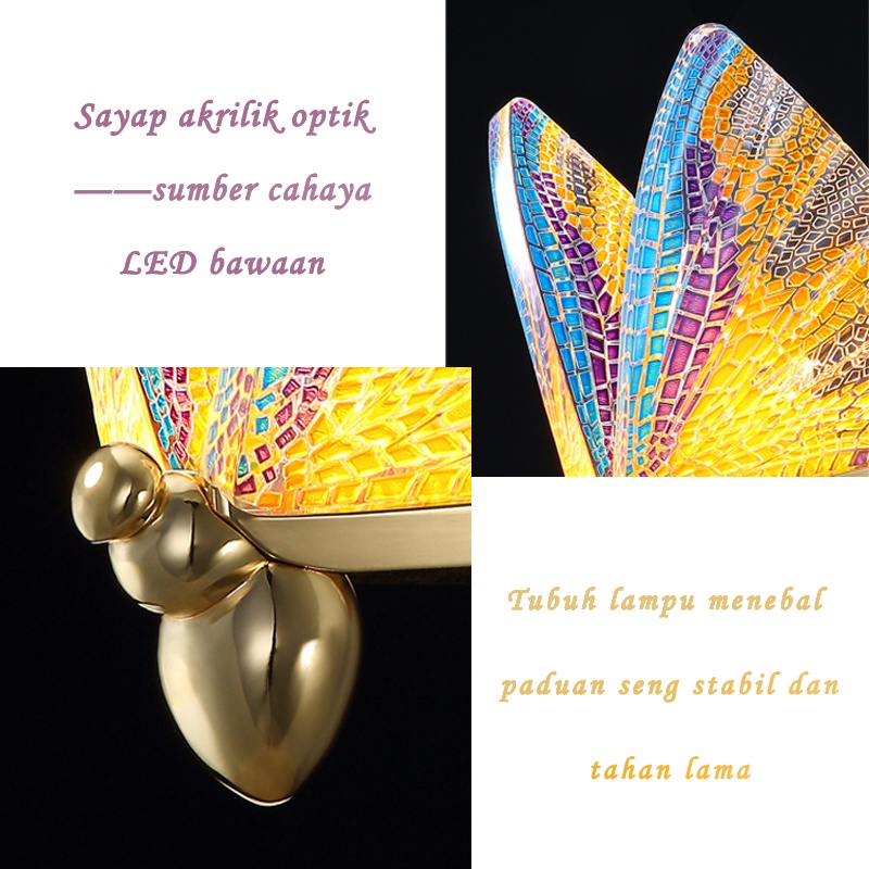 ✨Ready &amp; 3 Warna✨Kupu-Kupu Lampu Kristal Gantung Hias Nordic Ruang Tamu 2 Meter Kabel 3 Warna LED Butterfly Bentuk Untuk Belajar Lampu Tidur Aesthetic LED Ruang tamu/Belajar/Ruang makan/kamar tidur XY