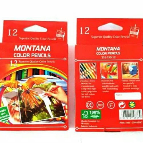 Pensil Warna Montana Pendek 12 warna TH-350 Harga 1 Set ( 12 warna )