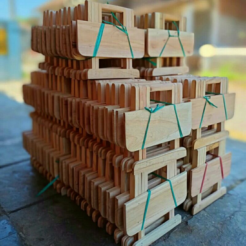 Meja Belajar Lipat Kayu Mahoni
