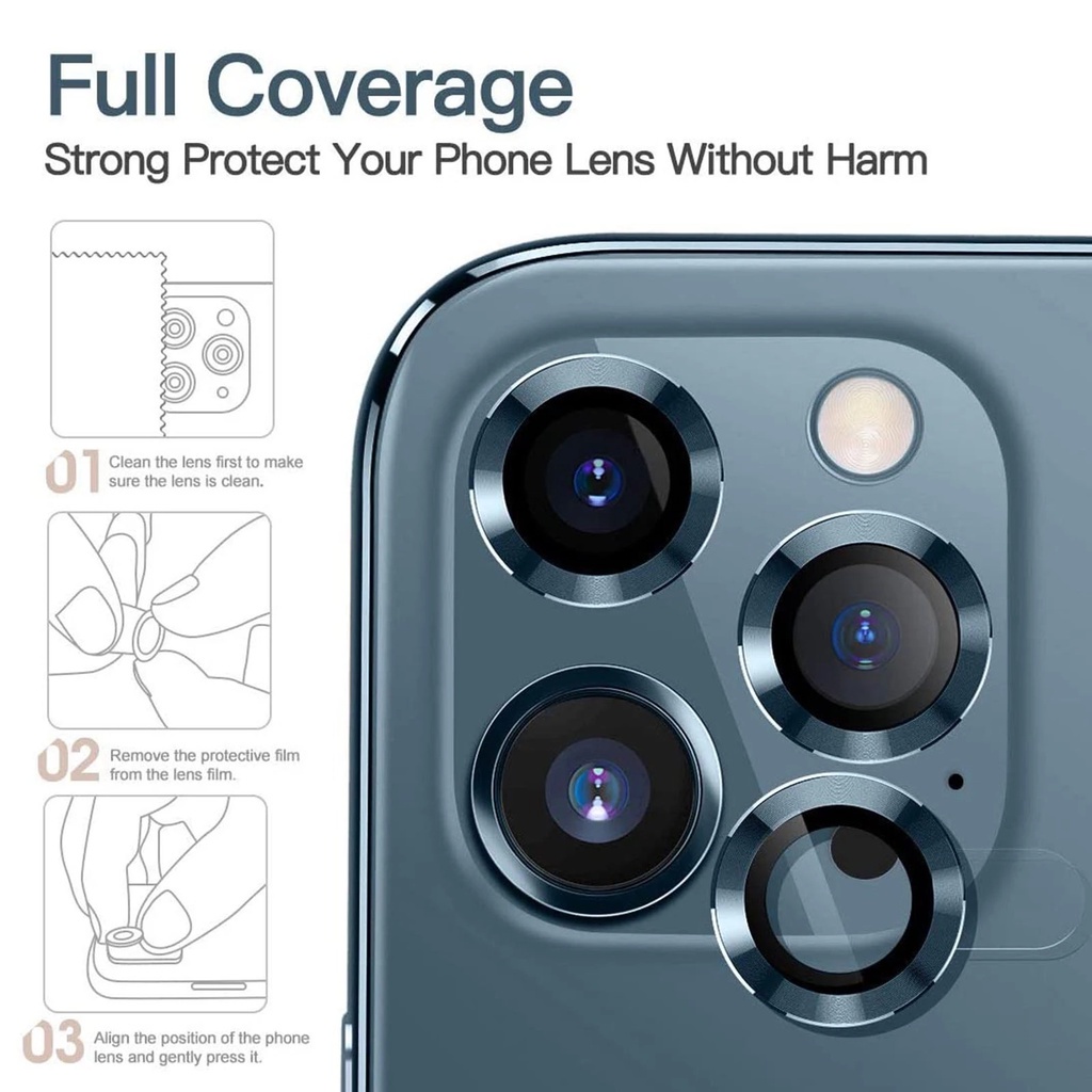 For iPhone 12 Pro Max 11 Pro max Metal Glass Metal Ring Camera Lens Protectors for iPhone 12mini 11 / 12pro Protective Cover