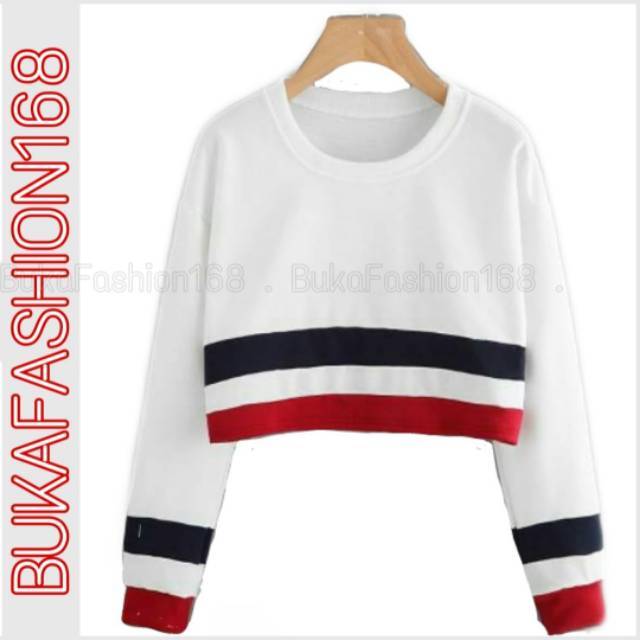 BFF Sweater Crop STRIP WARNA