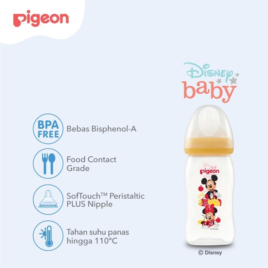 PIGEON Botol Wide Neck Mickey 160ml/240ml - Yellow