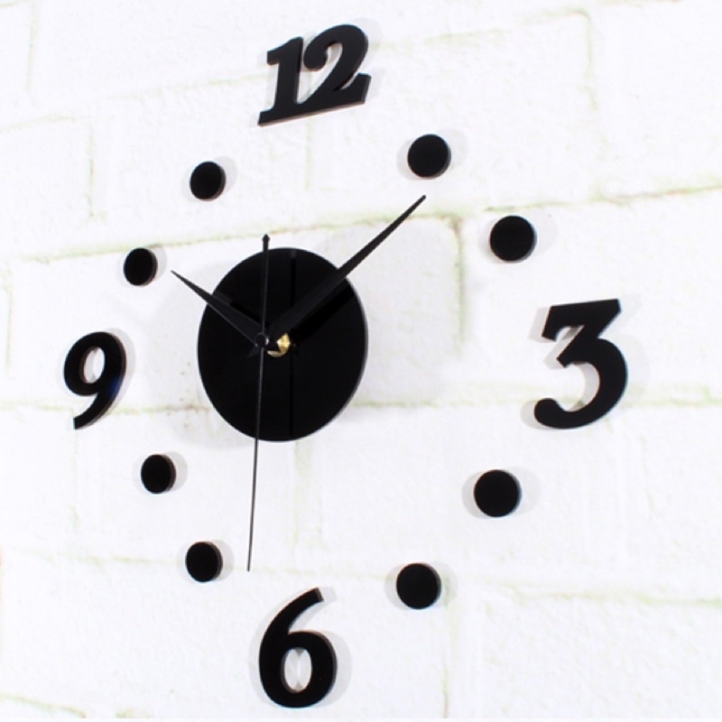 Taffware Jam Dinding DIY Giant Wall Clock Quartz Creative Design 30cm - DIY-06 - Black