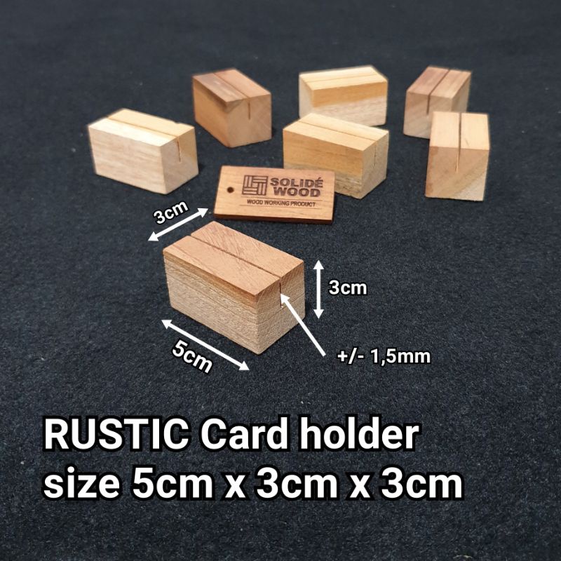 

RUSTIC Card Holder kayu 5cm x 3cm x 3 cm dudukan tempat kartu nama / name tag / foto kalender