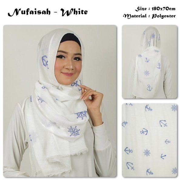 Terlaris  Nufaisah Jangkar Bahan Polyester Pashmina Motif Hijab Impor