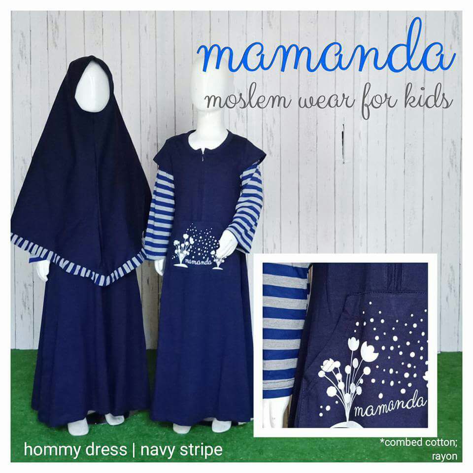 ### Gamis kaos anak mamanda "hommy dress" I Navy stripe ###
