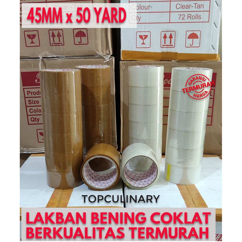

LAKBAN BENING / COKLAT TERMURAH 50YARD ROLLL BODHI TAPE