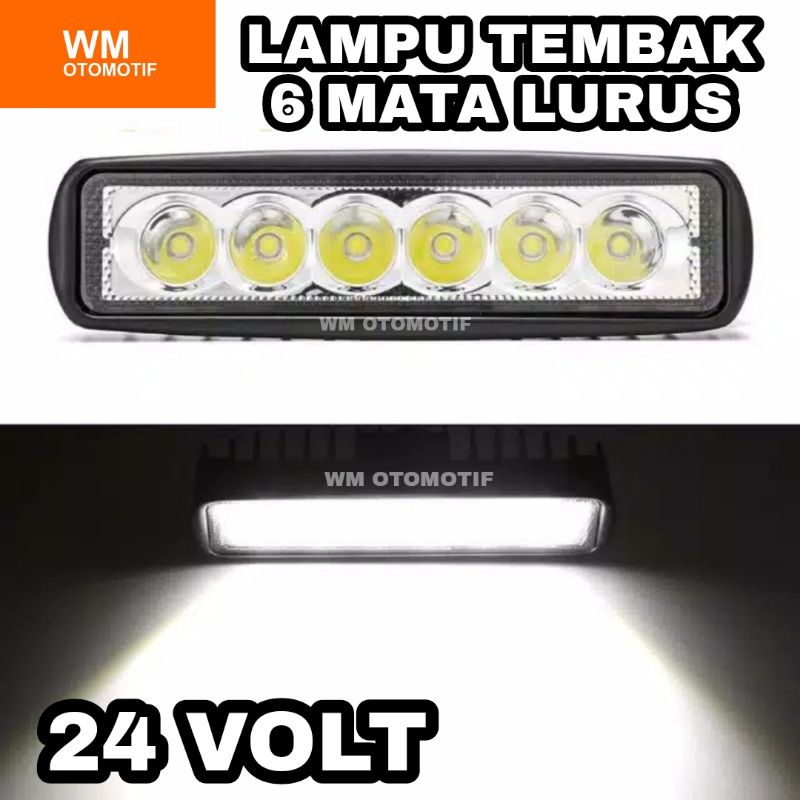 Lampu Tembak Sorot 24 Volt CWL 6 Mata Lurus LED Bar Cree Truk Bus Tronton Fuso Canter Light Bar WorkLight Besi Truck Bis Motor Mobil Offroad Panjang Bracket Fokus Pabrik Ledbar 24V Waterproof