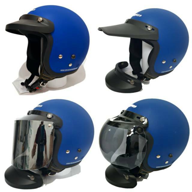 Helm Cargloss Original Retro Biru Doff