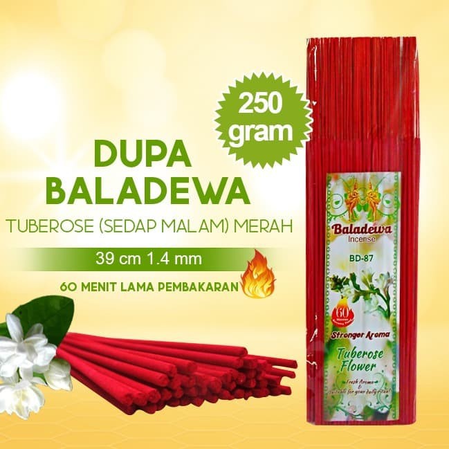 Dupa/ Hio Wangi Harum Baladewa 39 cm 250 gram 1.4 mm Tuberose merah