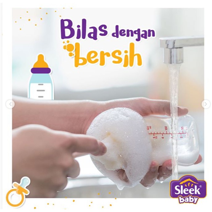 Sabun Cuci Botol 70ml SLEEK Baby Bottle Nipple CLEANSER Natural Anti bacterial Dot 70 ml refill