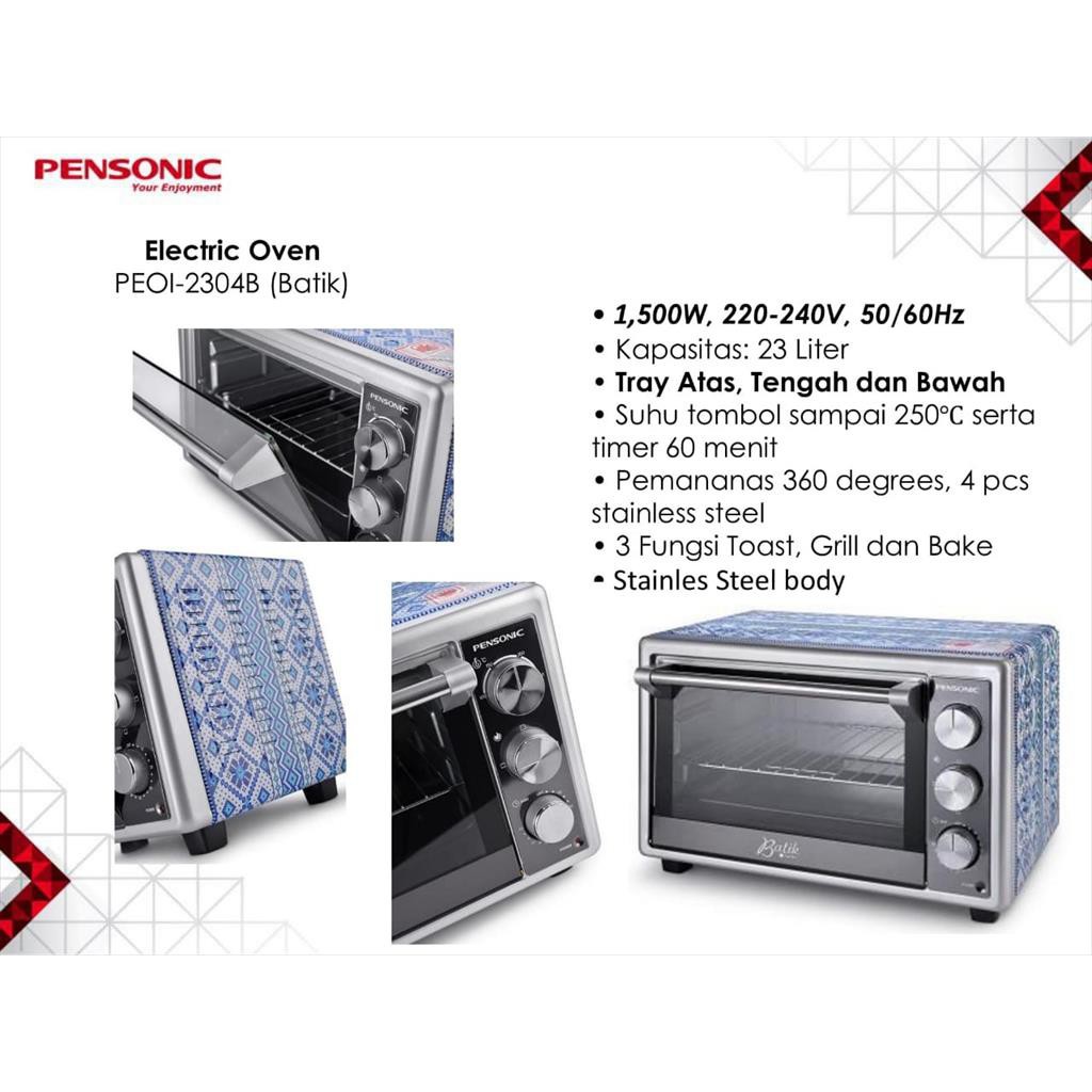 (Garansi Resmi 3Thn) Oven Listrik Pensonic Kapasitas 23 Liter Batik Series PEO-2304B