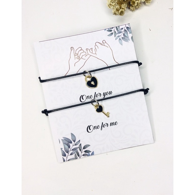 Gelang Couple pasangan liontin kunci dan gembok tali kulit gaya korea-3