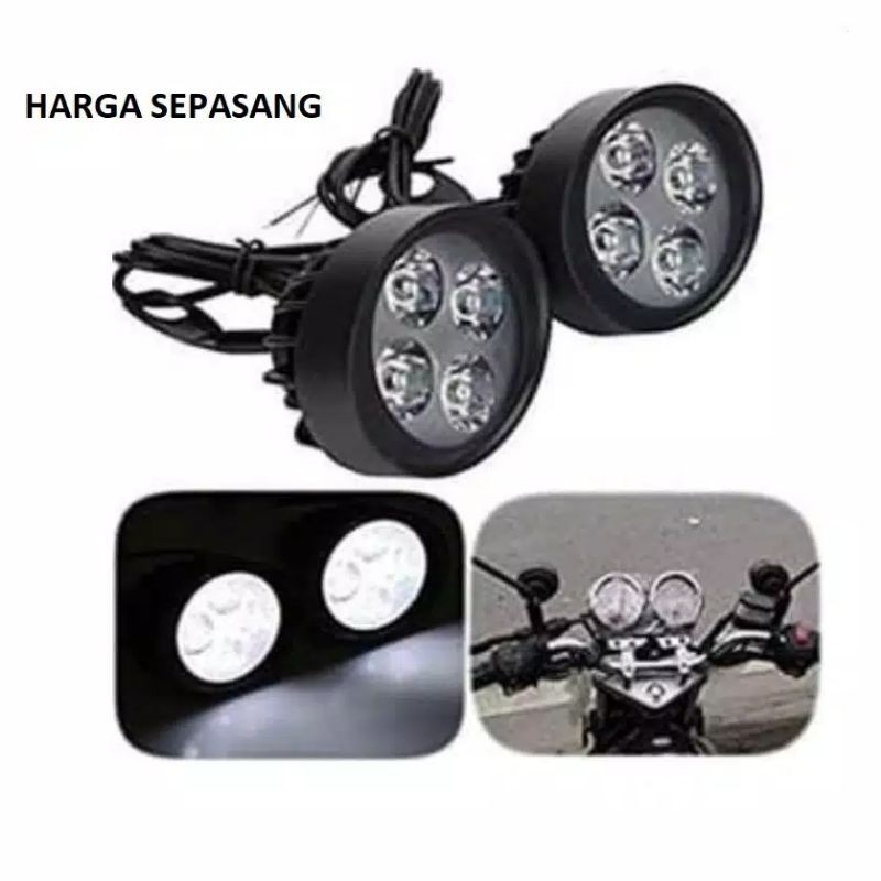 Lampu Tembak Led Lampu Sorot Led Bulat Ready 4 Titik &amp; 6 Titik Universal Semua Motor
