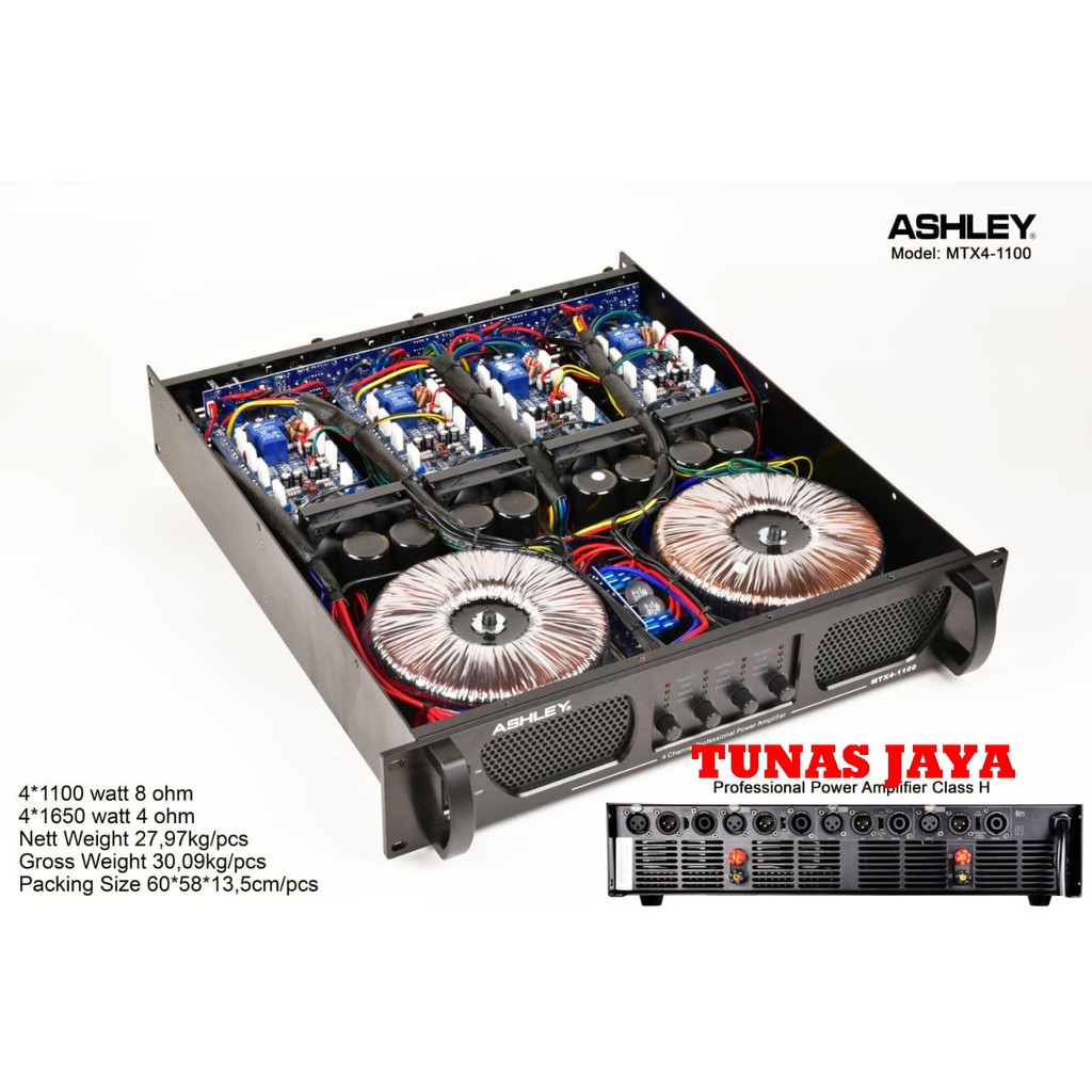 Power Amplifier Ashley MTX4-1100 Original 4 Channel MTX41100