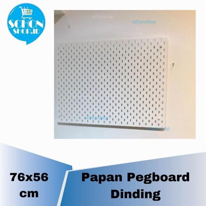 

monggo] Pegboard 76x56cm Rak Papan Dinding Pegboard Berlubang Motif Kayu/Putih