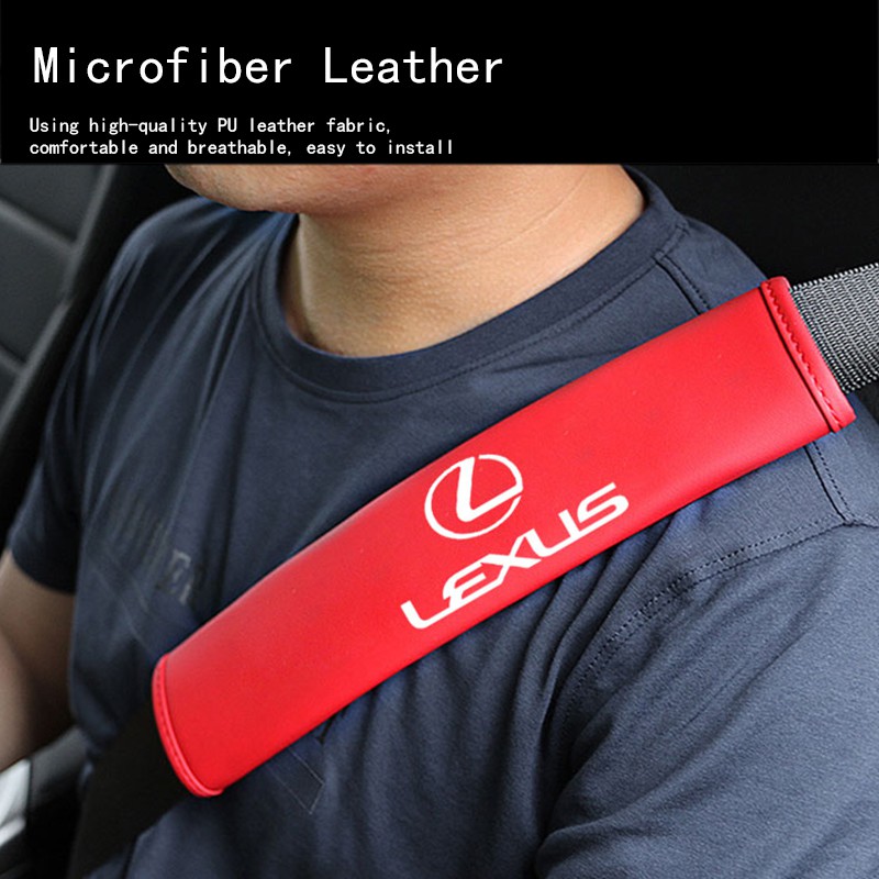 Car Seat Belt Cover Universal Leather Car Safety Belt Auto Shoulder Protector Strap Pad Cushion Cover For Lexus IS250 NX200T RX200T CT200H ES250 RX350 RX300 NX300 RX270 GS350 UX200 GS300 LX470 LX570 ES300 IS430 LM350 NX300H