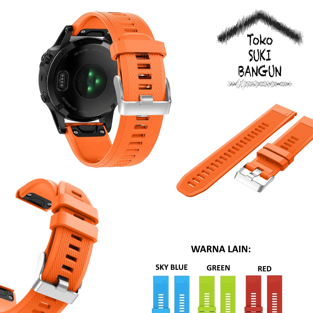 TALI JAM Garmin Fenix 5 QUICK FIT Silver Buckle Rubber Silicone Watch Band