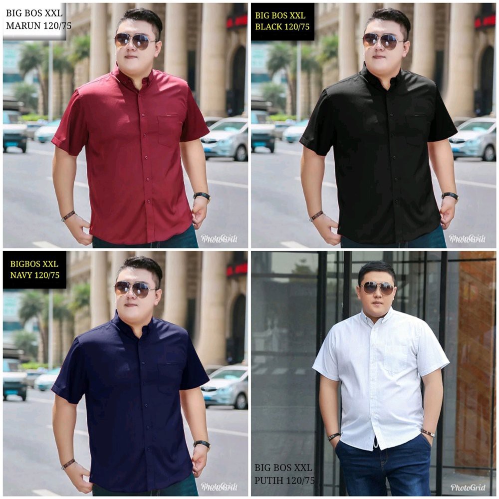 ppr BIG BOSS MARUN JUMBO kemeja pria laki tangan lengan pendek polos simple elegan murah kerja kanto