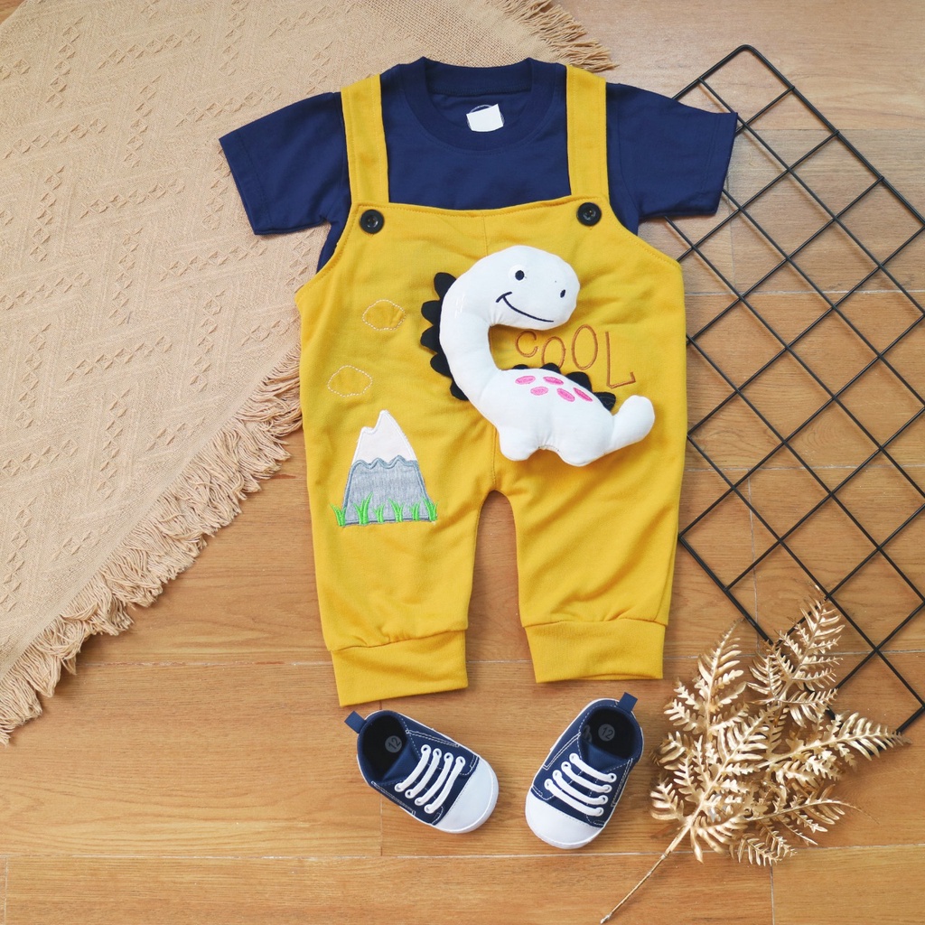 BARU! LIX001 - 2in1 Overall fashion Dinosaur bayi cowok laki-laki baju kodok Pergi Jalan Casual