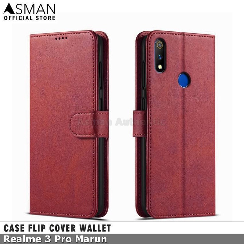 Asman Case Realme 3 Pro Leather Wallet Flip Cover Premium Edition