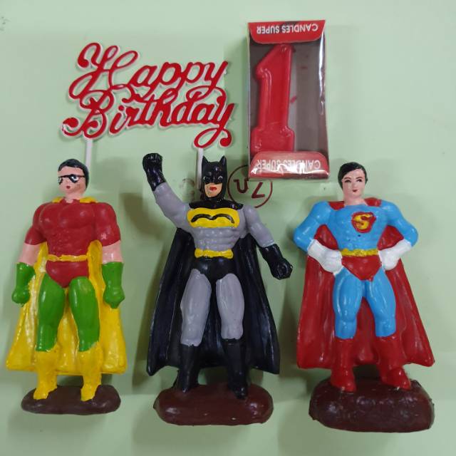 

1 set mainan batman (isi 3)(tinggi 11 cm)+HBD+lilin angka untuk aksesoris ulang tahun RP.26000