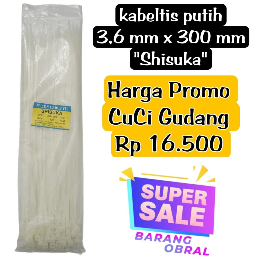 Kabeltis Putih 3,6 mm x 300 mm Putih - Harga Promoo CuCi Gudang