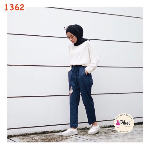 Celana jeans wanita murah / celana denim bordir / celana denim cewek lucu / celana hijabers /1362