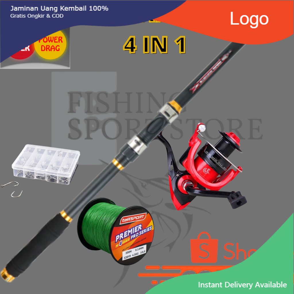 Paket Mancing Kolam Sungai Danau Pantai Pinggir Laut Joran Pancing Antena Portable Fishing Rod Pole 