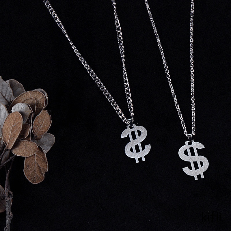 Kalung Liontin,Tanda Dolar,Baja Titanium Hip Hop Kepribadian Baja