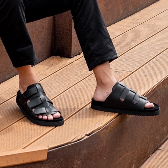 Chamber Black | Sendal Casual Hitam Original Kasual Chunky Pria Cowok Sandal | FORIND x Giant Flames