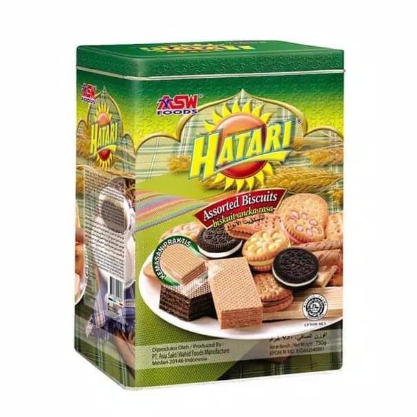 Asw Foods Hatari Assorted Biscuit 750G-Biskuit Aneka Rasa Kaleng Besar