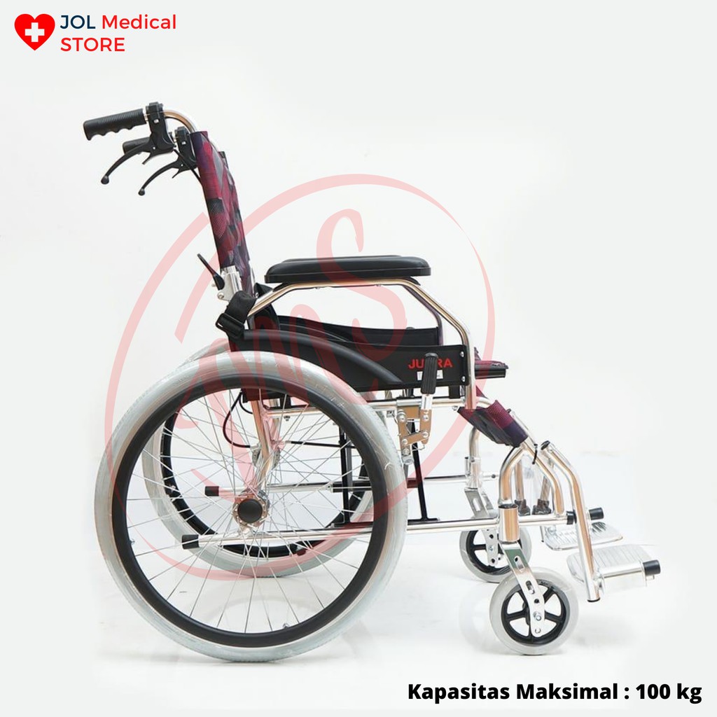 Kursi Roda Juara JML 02 Traveling Aluminium – Kursi Roda Travel Lipat Ringan untuk Haji 66 cm 100kg