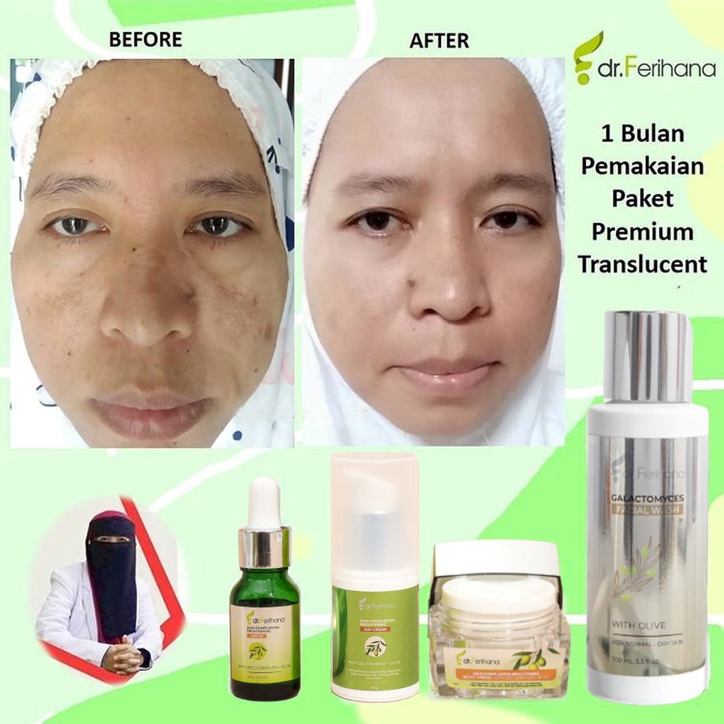 Paket Basic Translucent dr. Ferihana Cosmetics &amp; Skincare Paket Pencerah untuk Mengatasi Kulit Kusam Keriput Kering Flek Melasma Anti Aging Alami Terbaik BPOM LPPOM HALAL MUI