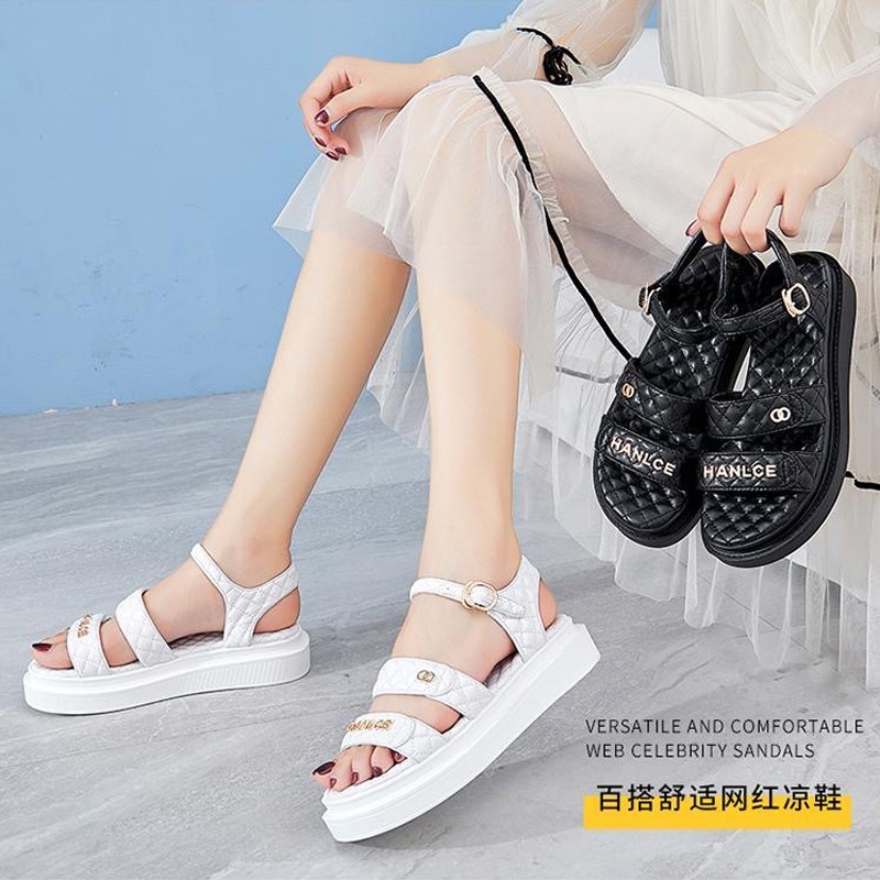 Sandal Tali Wanita Selop Casual Santai Putih Hitam Sepatu Wanita