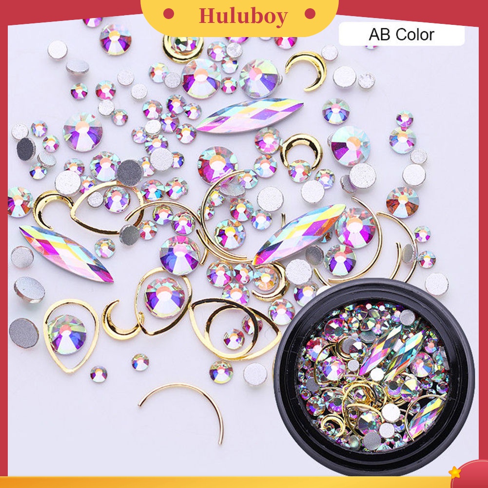 Huluboy Huluboy♡ Dekorasi Nail Art 3D Bentuk Geometris Bahan Alloy Aksen Glitter Berlian Imitasi Untuk Manicure