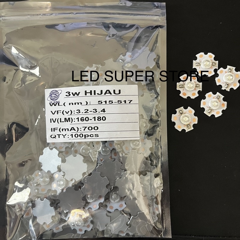 High power LED GRADE A - HPL 3w Pendingin Star - 100pcs