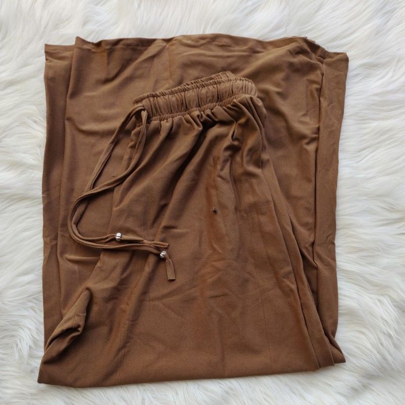 (BISA COD) Celana Panjang Kulot Wanita /Daily Kulot Umbrella Jumbo bahan moscrepe-Mocca